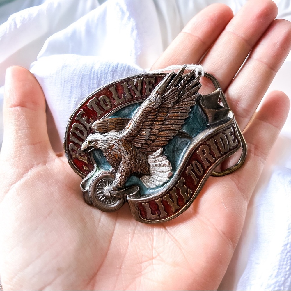 Vintage 1982 Live To Ride Belt Buckle